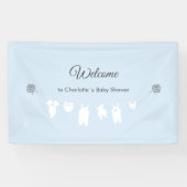 ライトブルーミニマル男の赤ちゃんシャワーウェルカム 横断幕 (横)