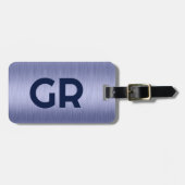 ライトブルーメタリックテクスチャカスタム文字 ラゲッジタグ (正面横)