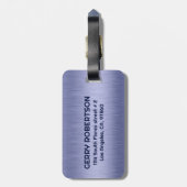 ライトブルーメタリックテクスチャカスタム文字 ラゲッジタグ (裏面縦)