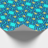 ライトブルーモダンとターコイズフローラ幾何学的 ラッピングペーパー (角)