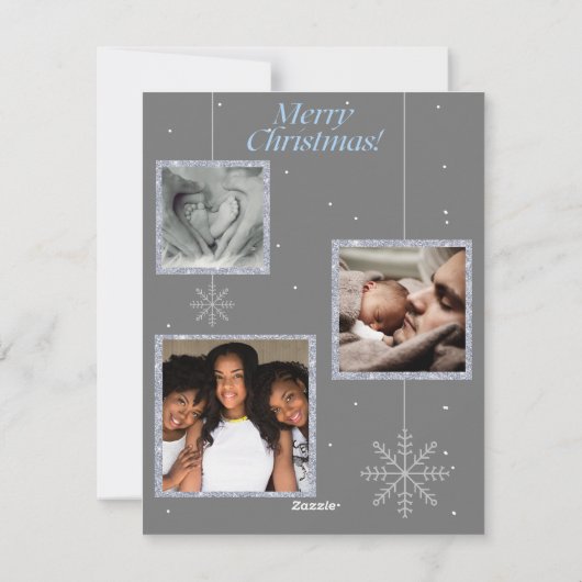 ライトブルーモダンとダークグレーのメリークリスマス シーズンカード (裏面)