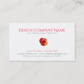 ライトブルーモダンのストライプポピーとレッドポピーのパターン 名刺 (裏面)