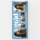 ライトブルーモダンの卒業写真コラージュ 横断幕 (縦)