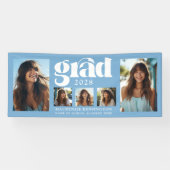 ライトブルーモダンの卒業写真コラージュ 横断幕 (横)