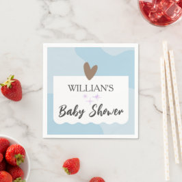 ライトブルーモダンの小さな星の赤ちゃんシャワー スタンダードカクテルナプキン