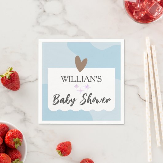 ライトブルーモダンの小さな星の赤ちゃんシャワー スタンダードカクテルナプキン (インサイチュ)