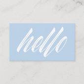 ライトブルーモダンのHello Whiteスクリプト 名刺 (正面)