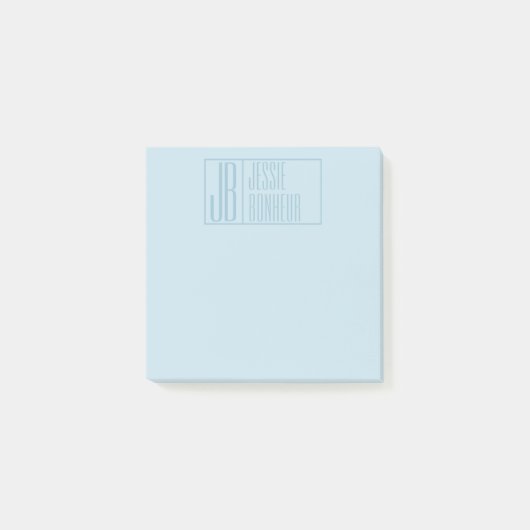 ライトブルーモダンイニシャルと名前ロゴ ポストイット (正面)