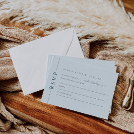 ライトブルーモダンウェディング招待RSVP返信カード 出欠カード