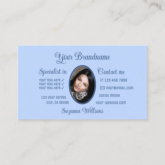 ライトブルーモダンゴージャスなハートかわいい 名刺 (裏面)