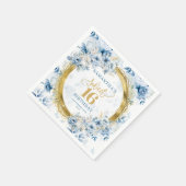 ライトブルーモダンスウィート16金ゴールドグリッターナプキンセット スタンダードカクテルナプキン (角)