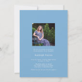 ライトブルーモダンスクリプト卒業アーチ写真 案内状 (裏面)