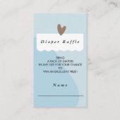 ライトブルーモダンハートベビーシャワーおむつラッフル エンクロージャーカード (正面)