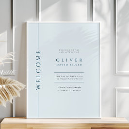 ライトブルーモダンバー（ユダヤ教の）バル・ミツバーウェルカムサイン ポスター