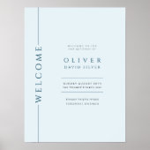 ライトブルーモダンバー（ユダヤ教の）バル・ミツバーウェルカムサイン ポスター (正面)