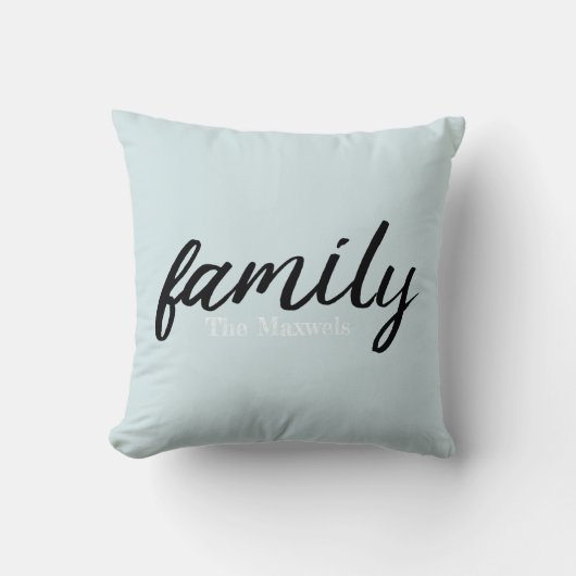 ライトブルーモダンファミリーモノグラーム装飾用クッション クッション (正面)