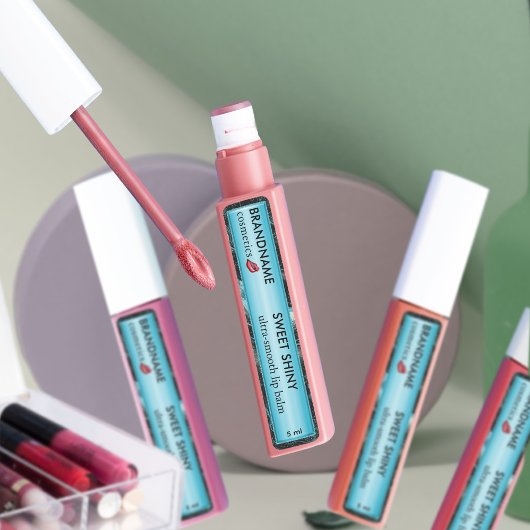 ライトブルーモダンフォイルとブラックグリッタリーリップバーム ラベル