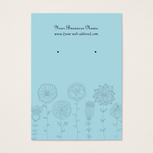 ライトブルーモダンフラワーカスタムズイヤリングカード (正面)