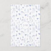 ライトブルーモダンフローラの結婚詳細カード エンクロージャーカード (裏面)