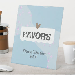 ライトブルーモダンベビーシャワーが優先 台座サイン