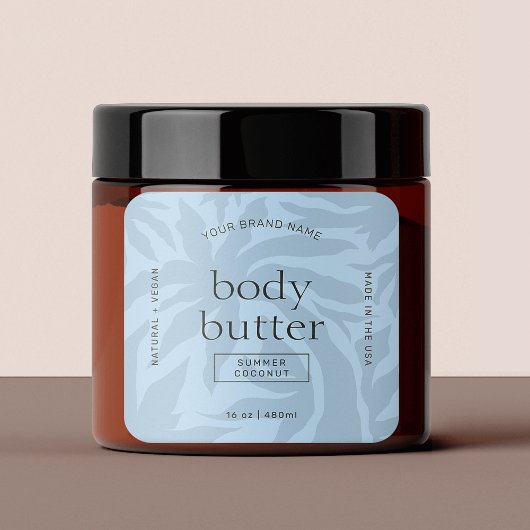 ライトブルーモダン体ローション角製品ラベル スクエアシール