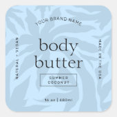 ライトブルーモダン体ローション角製品ラベル スクエアシール (正面)