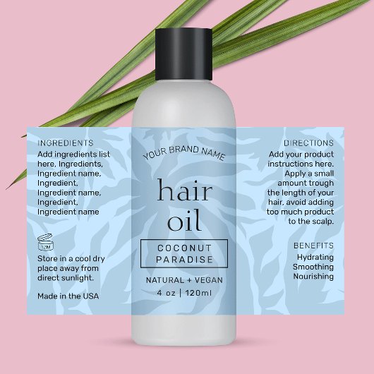 ライトブルーモダン4 OZボトルラップラのまわりにベル 長方形シール