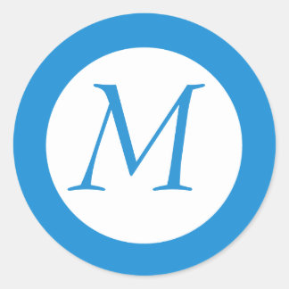 ライトブルーモノグラムのステッカー ラウンドシール