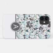 ライトブルーモノグラムのフローラウォーターカラーつる植物 Case-Mate iPhoneケース (裏面(横))