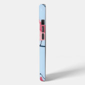ライトブルーモノグラムの可愛いピンクパーソナライズされたの鳥 Case-Mate iPhoneケース (裏面 / 左)