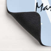 ライトブルーモノグラムスクリプトシグネチャーエレガント マウスパッド (コーナー)