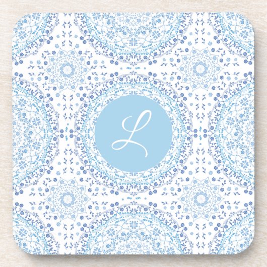 ライトブルーモノグラムマンダラコースター コースター (正面)