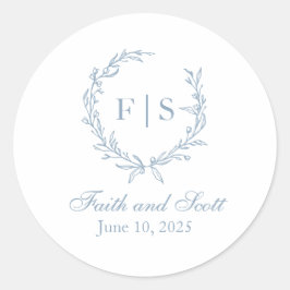 ライトブルーモノグラムリースステッカー ラウンドシール