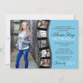 ライトブルーユニークフィルムストリップ6写真卒業 招待状 (正面)