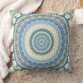 ライトブルーラベンダーマンダラ クッション (ブランケット)