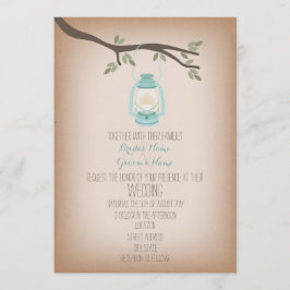 ライトブルーランタンキャンプ結婚式招待状 招待状