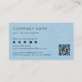 ライトブルーリネンのテクスチャQRコード 名刺 (裏面)