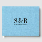 ライトブルーリネン結婚ズモノグラム ゲストブック (正面)