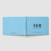 ライトブルーリネン結婚ズモノグラム ゲストブック (全面)