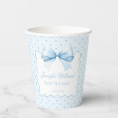 ライトブルーリボン男の赤ちゃんシャワー紙カップ 紙コップ (正面)