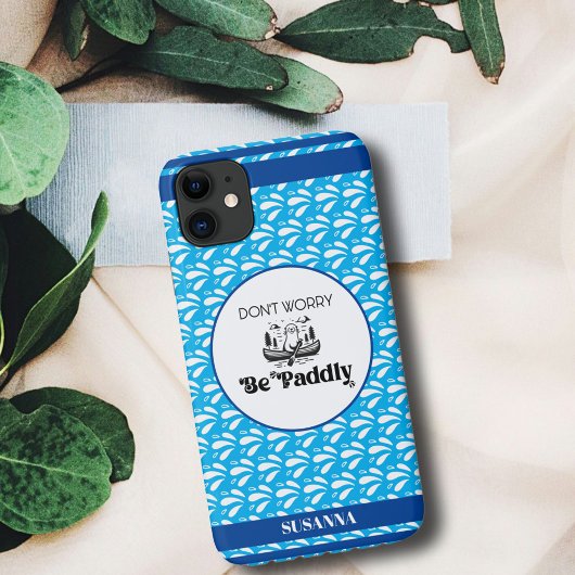 ライトブルーレトロパターンオッタカヌー名前をカスタムする Case-Mate iPhoneケース