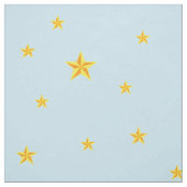 ライトブルー上の散乱ゴールデンイエロー星 ファブリック (見本)