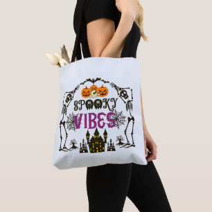 ライトブルー不気味ビーブハロウィーン トートバッグ