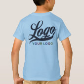 ライトブルー会社ロゴスワッグビジネスキッズボーイズ Tシャツ (裏面)