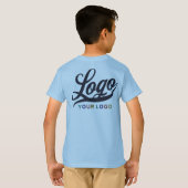 ライトブルー会社ロゴスワッグビジネスキッズボーイズ Tシャツ (裏面フル)