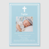 ライトブルー写真バプテスマ マグネット招待状 (正面)