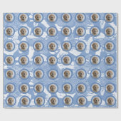 ライトブルー写真ペットママおばあちゃん犬の恋人のギフト ラッピングペーパー (フラット)