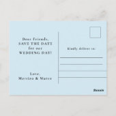 ライトブルー写真日付の保存 ポストカード (裏面)