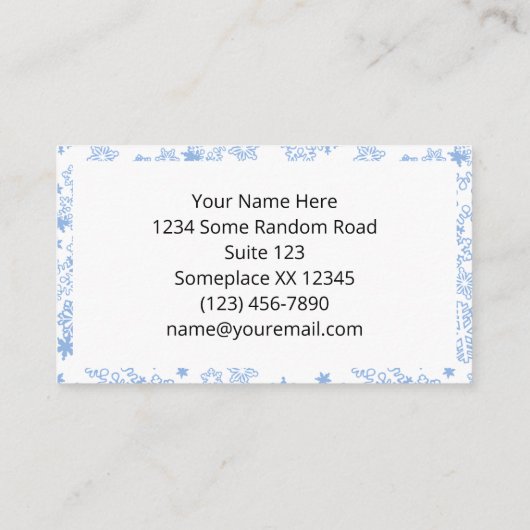 ライトブルー冬のスノーフレークのパターン 名刺 (裏面)