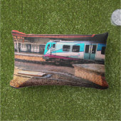 ライトブルー列車 アウトドアクッション (芝生)